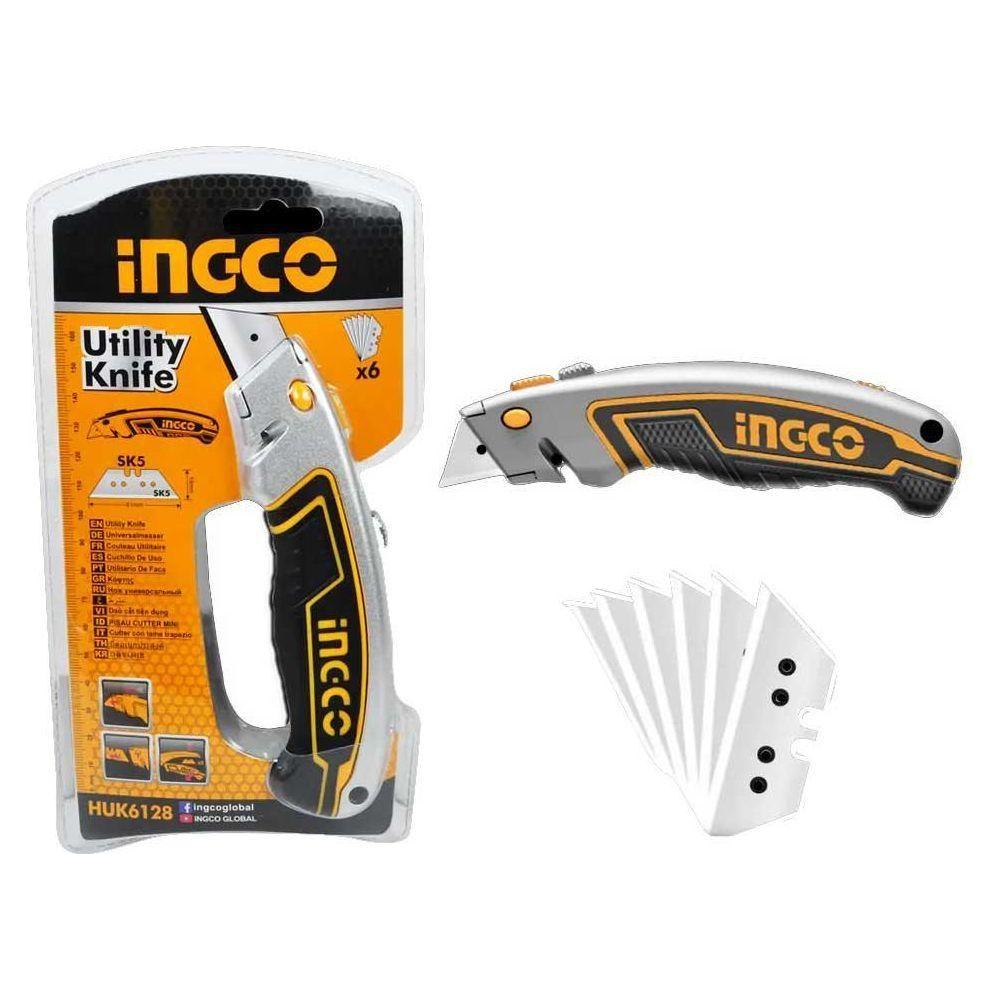 Ingco HUK6128 Utility Cutter Knife (+6 Blades) - KHM Megatools Corp. Ingco HUK6128 Utility Cutter Knife (+6 Blades) - KHM Megatools Corp.